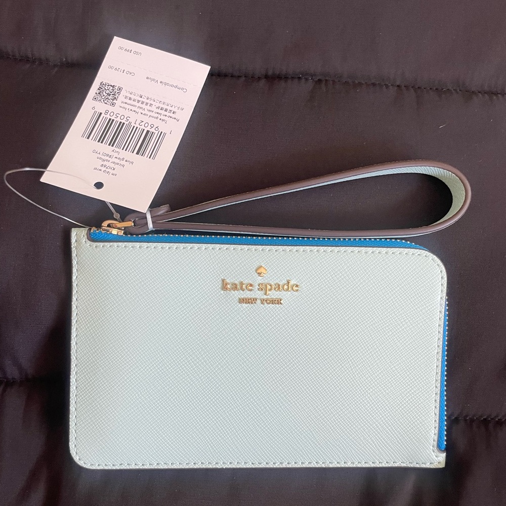 Kate Spade Green Wristlet Sleek Leather Clutch